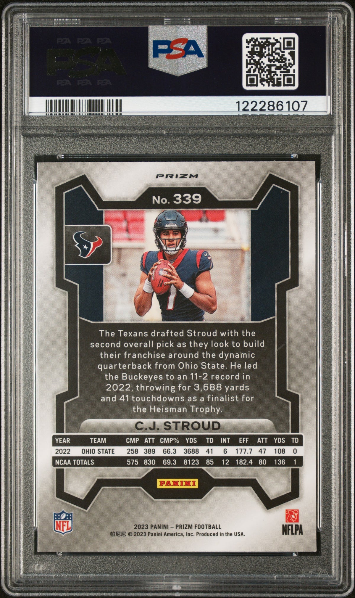CJ Stroud 2023 Panini Prizm #339 Silver PSA 9