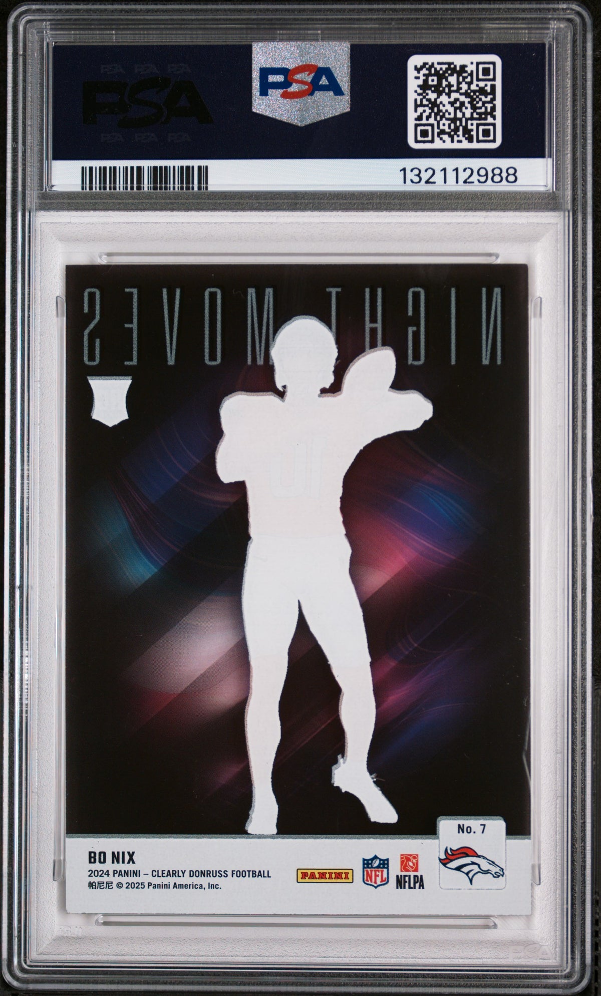 Bo Nix 2024 Panini Clearly Donruss Night Moves #7 PSA 9