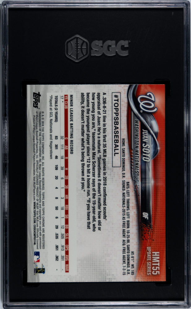 Juan Soto 2018 Topps Chrome Update #HMT55 SGC 10