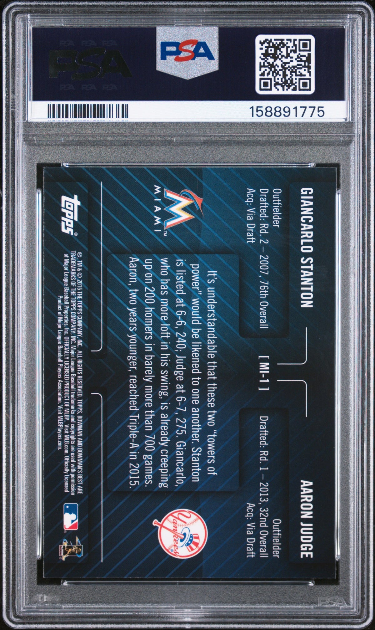 A. Judge G. Stanton 2015 Bowman's Best Mirror Image #MI-1 PSA 10