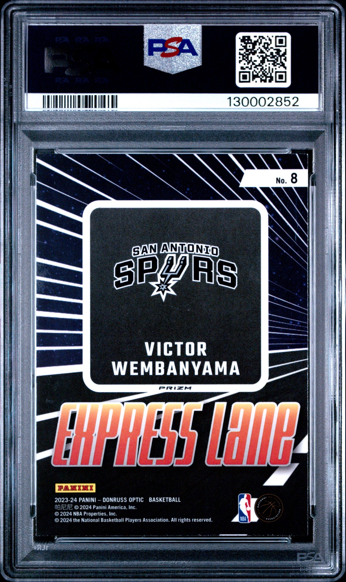 Victor Wembanyama 2023 Panini Donruss Optic Express Lane #8 Purple PSA 10
