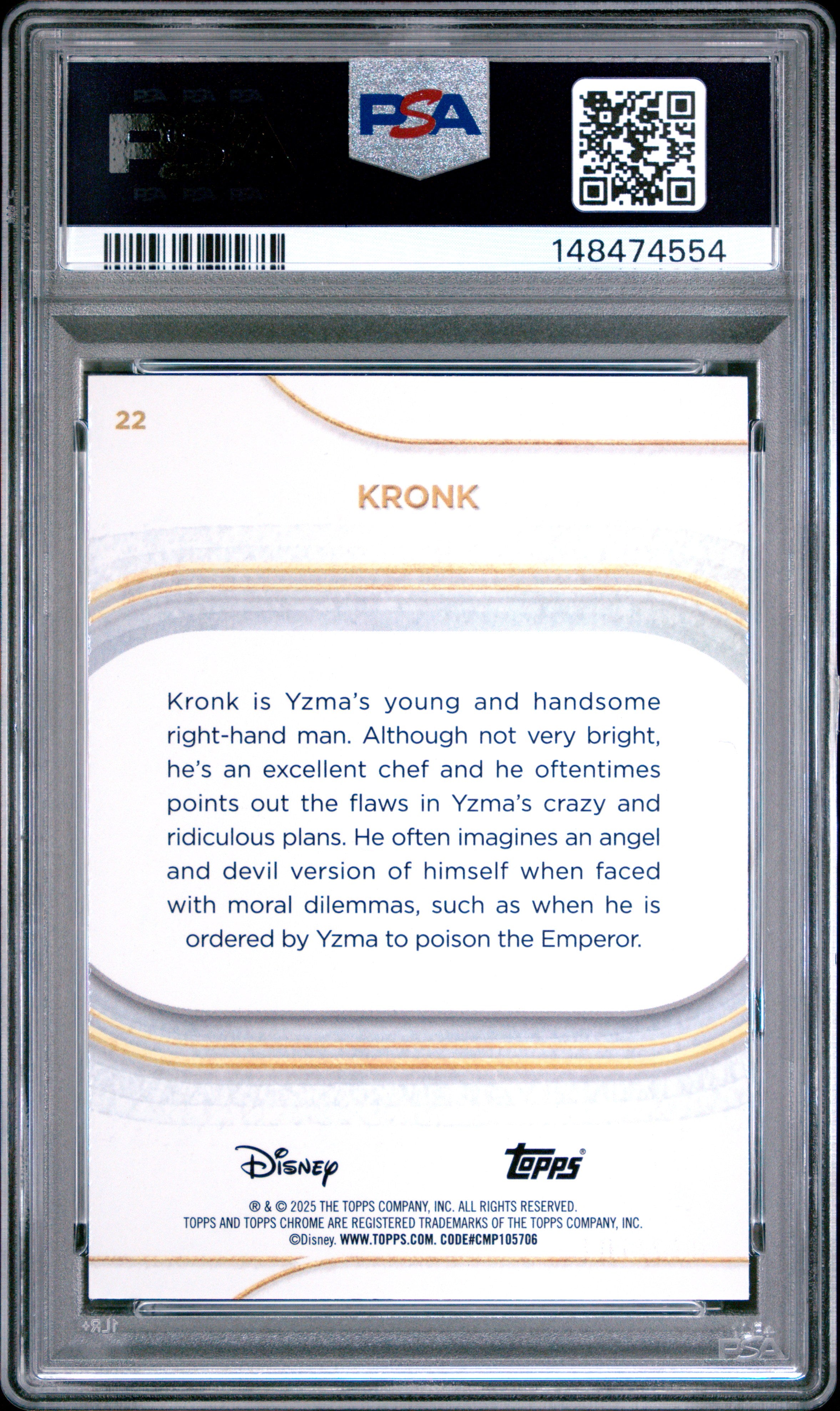 2025 Topps Chrome Disney Kronk #22 PSA 9