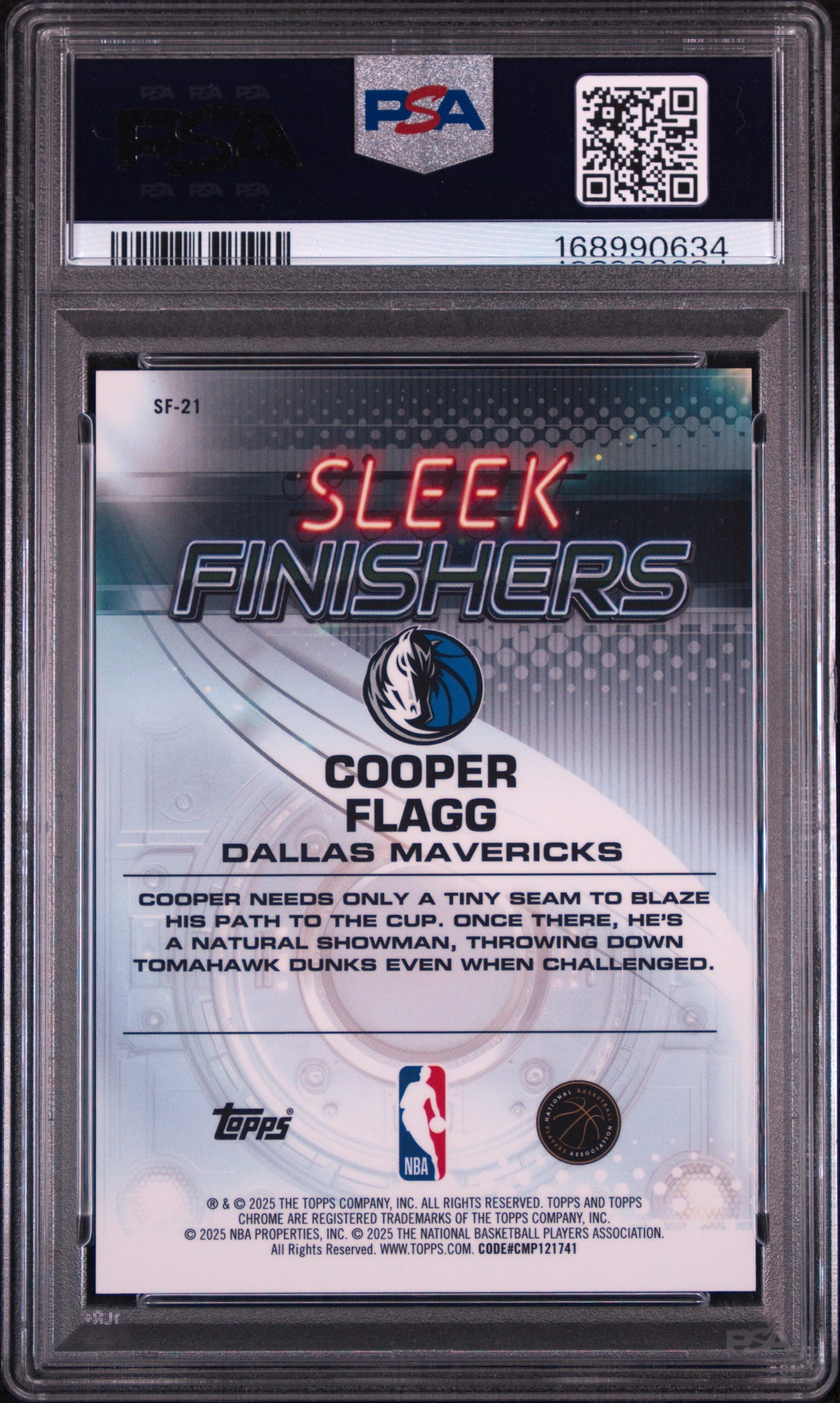 Cooper Flagg 2025 Topps Chrome Sleek Finishers #SF-21 Orange Ref /25 PSA 9