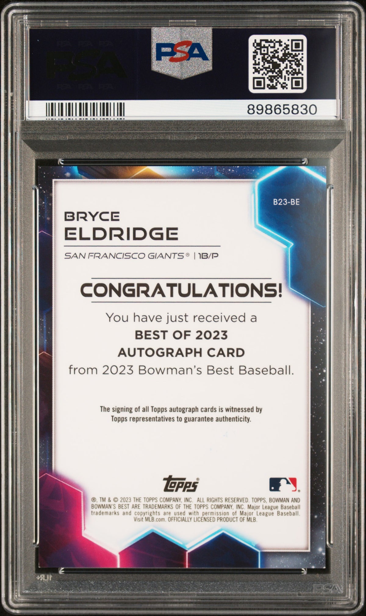 Bryce Eldridge 2023 Bowman's Best Best Of 2023 Autographs #B23BE Red Lava /5 PSA 9