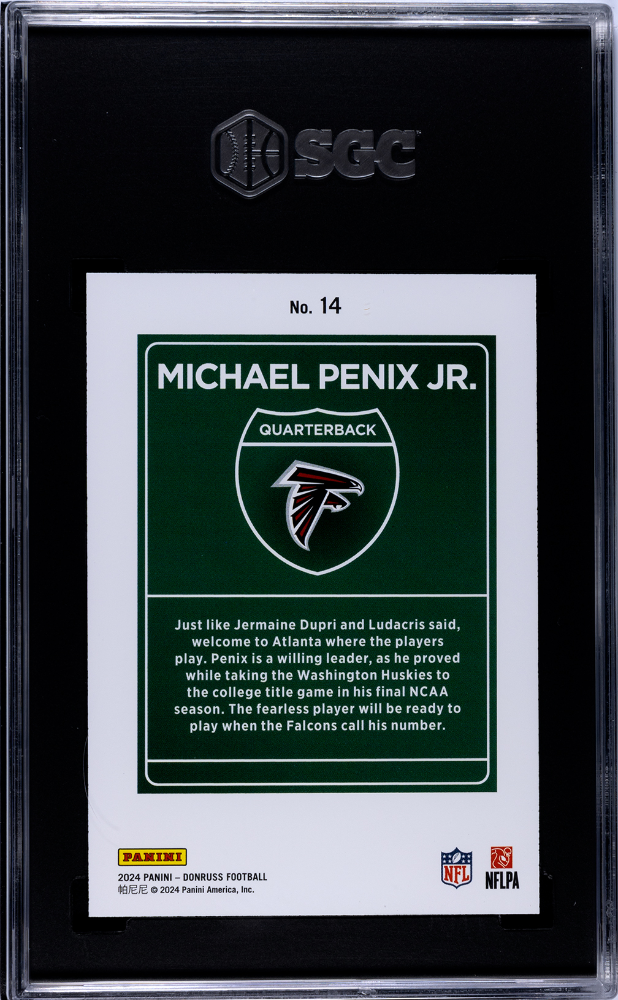 Michael Penix JR. 2024 Donruss #14 Downtown SGC 9.5