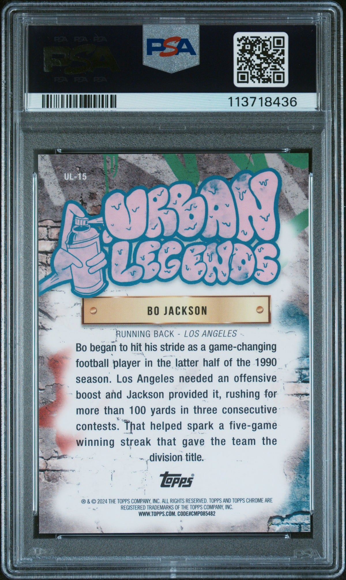 Bo Jackson 2024 Topps Chrome Urban Legends #UL15 PSA 10