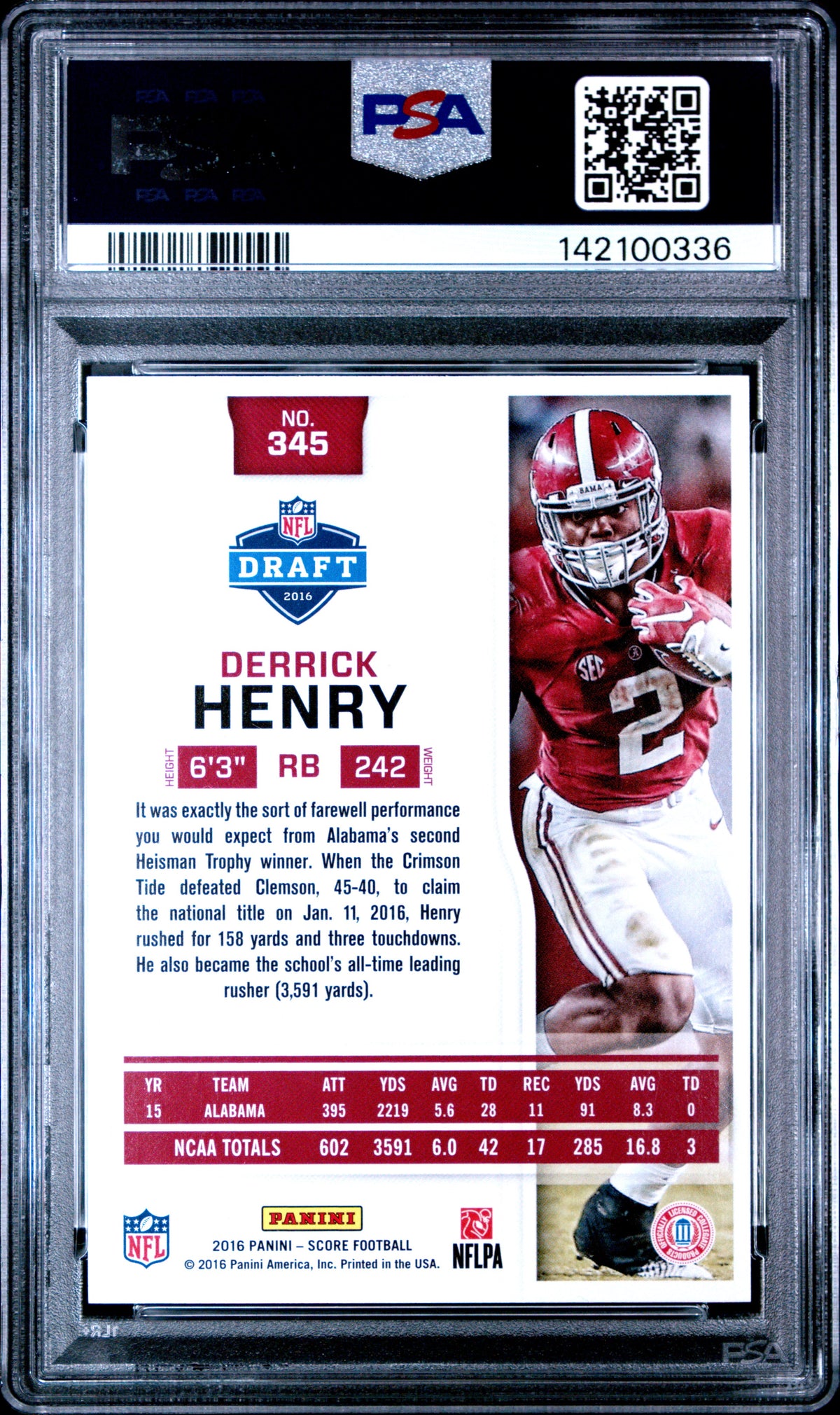Derrick Henry 2016 Panini Score #345 PSA 10