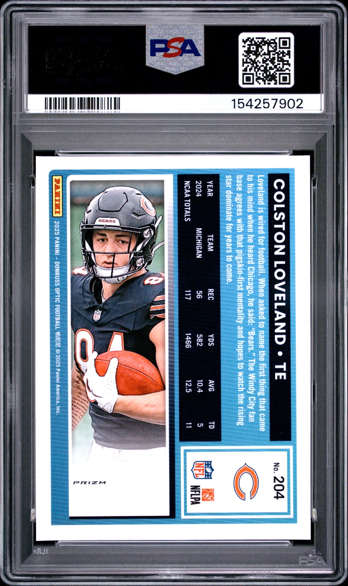 Colston Loveland 2025 Panini Donruss Optic #204 Holo PSA 10