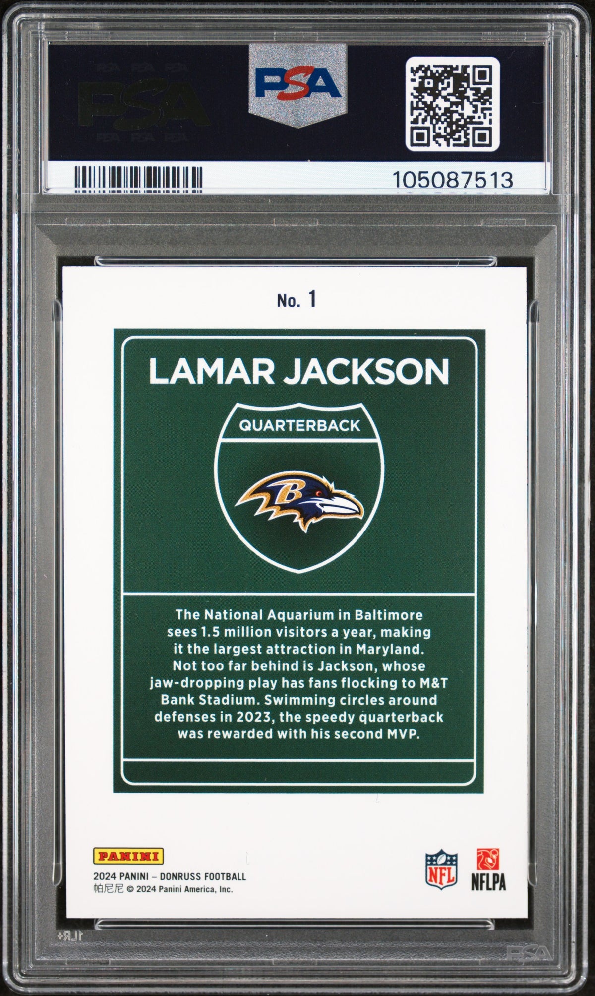 Lamar Jackson 2024 Panini Donruss Downtown! #1 PSA 10