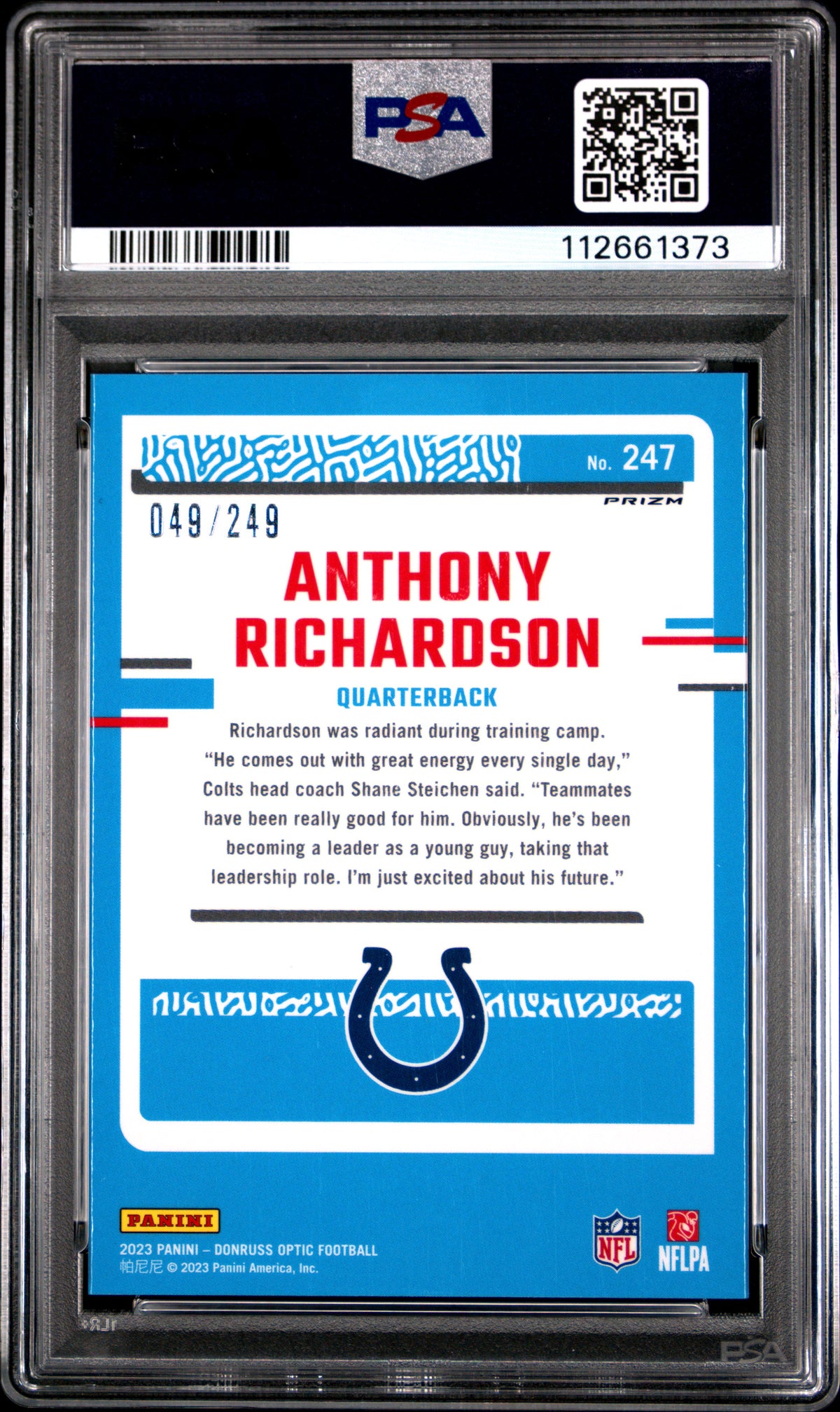 Anthony Richardson 2023 Panini Donruss Optic #247 Orange PSA 9