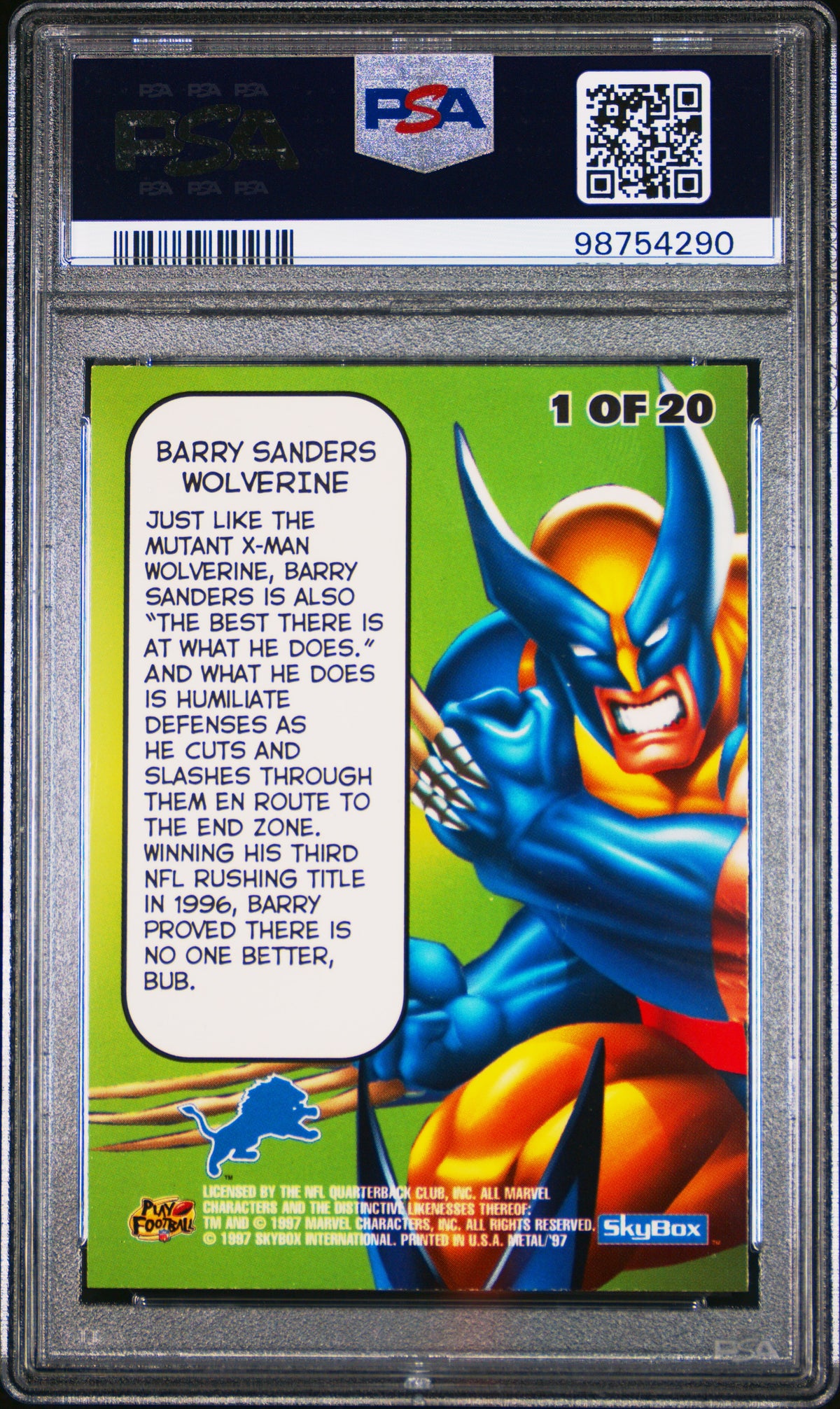 Barry Sanders 1997 Metal Universe Marvel Metal #1 PSA 9