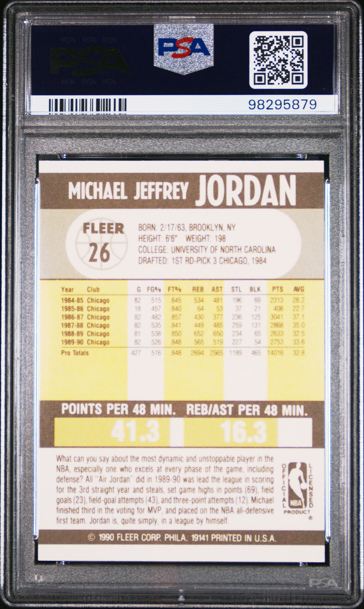 Michael Jordan 1990 Fleer #26 PSA 9