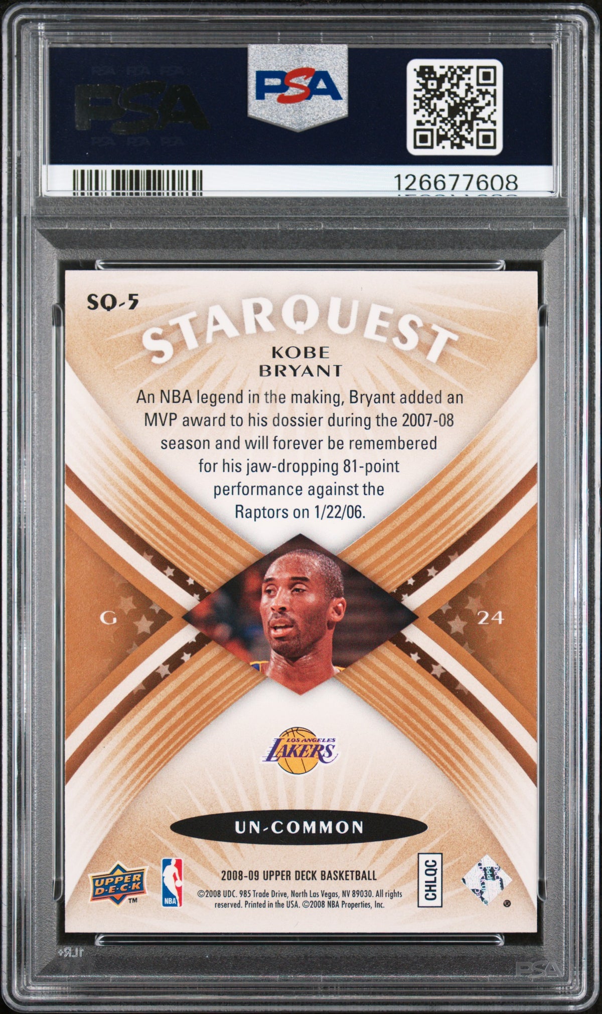 Kobe Bryant 2008 Upper Deck Starquest #SQ-5 Copper PSA 10