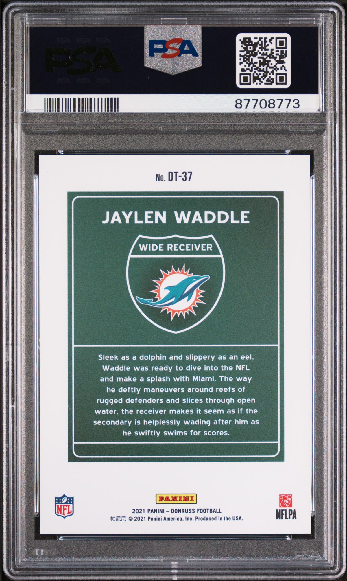 Jaylen Waddle 2021 Panini Donruss Downtown #DT-37 Downtown! PSA 10