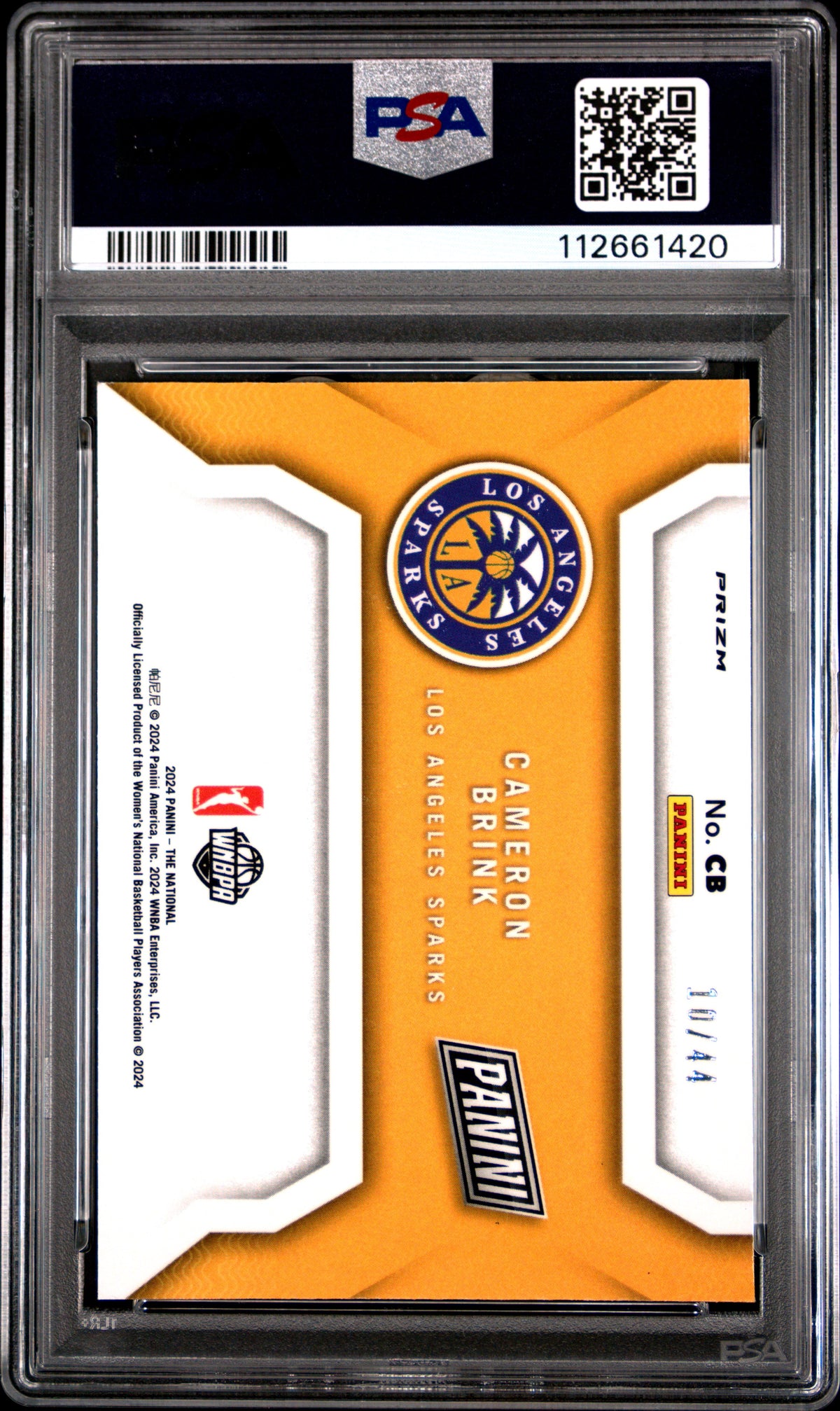 Cameron Brink 2024 Panini National Sports Collectors Convention Vip Gold Color Blast #CB PSA 9