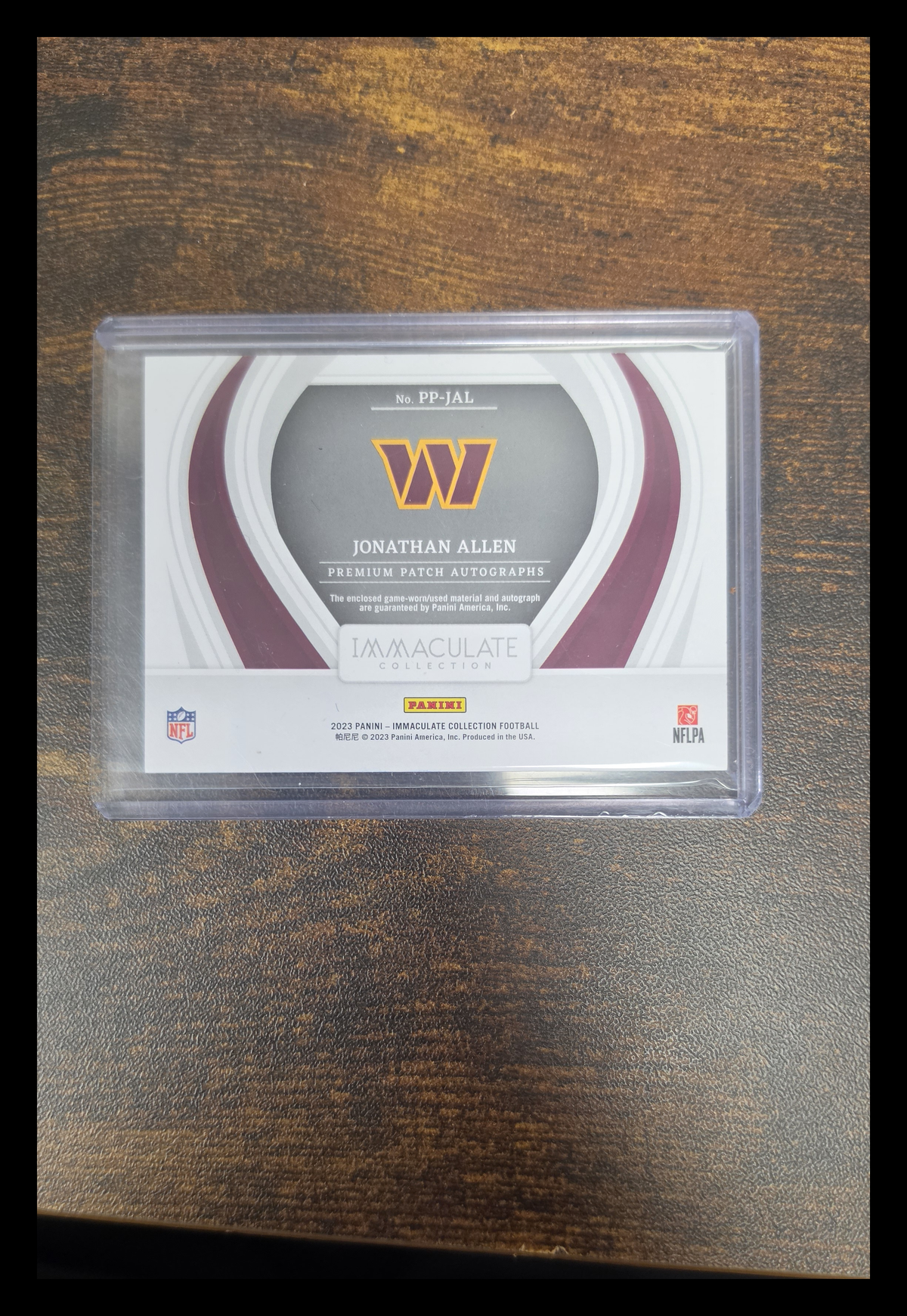 Jonathan Allen 2023 Panini Immaculate Collection #PP-JAL /55 Patch Memorabilia