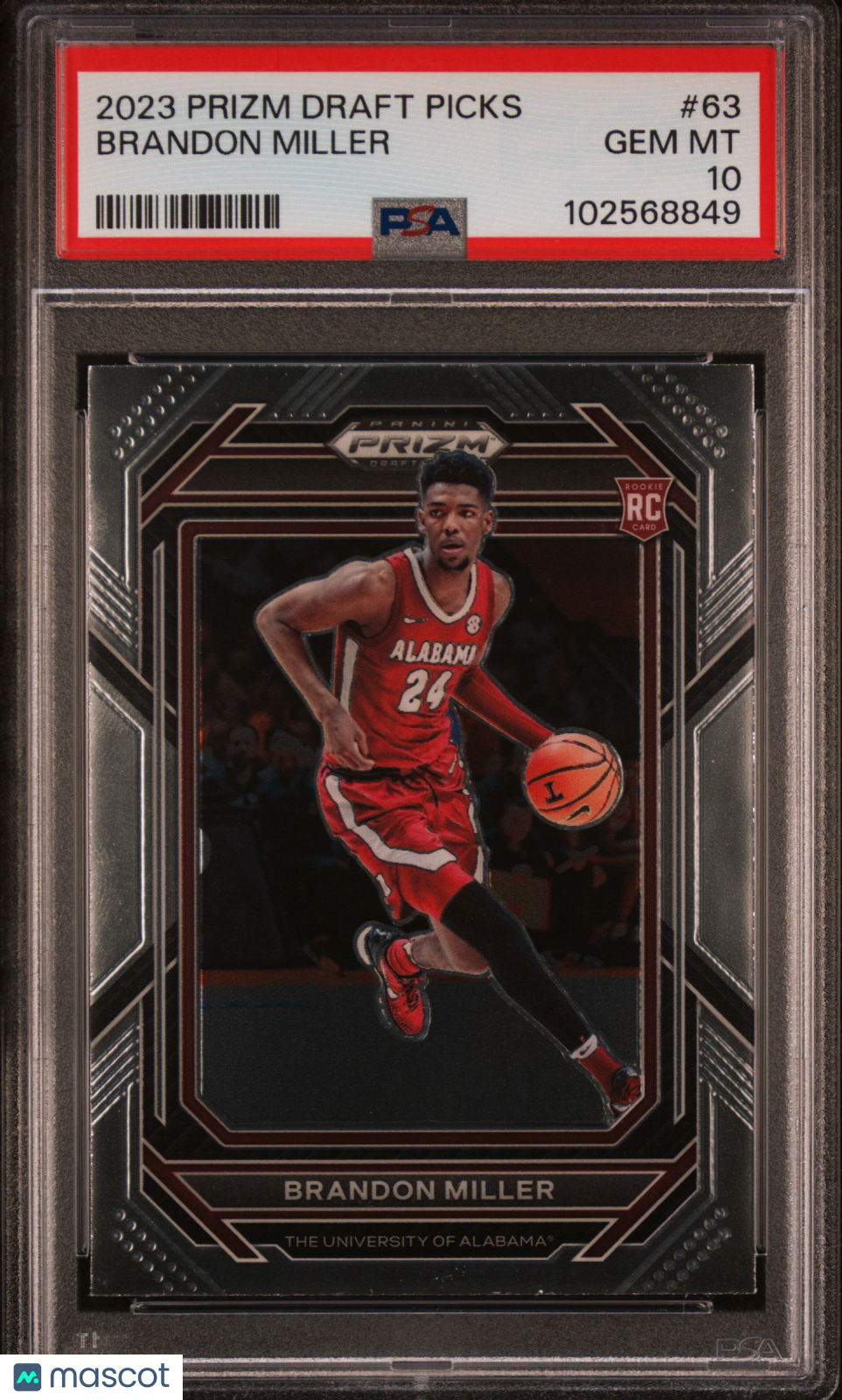 Brandon Miller 2023 Panini Prizm Draft Picks #63 PSA 10