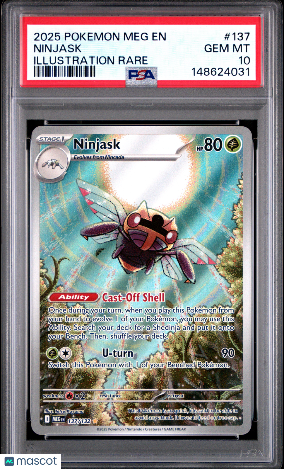 2025 Pokemon Meg EN-Mega Evolution Ninjask Illustration Rare PSA 10 #137