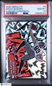 Brock Bowers 2025 Panini Absolute Kaboom! Horizontal #8 PSA 10