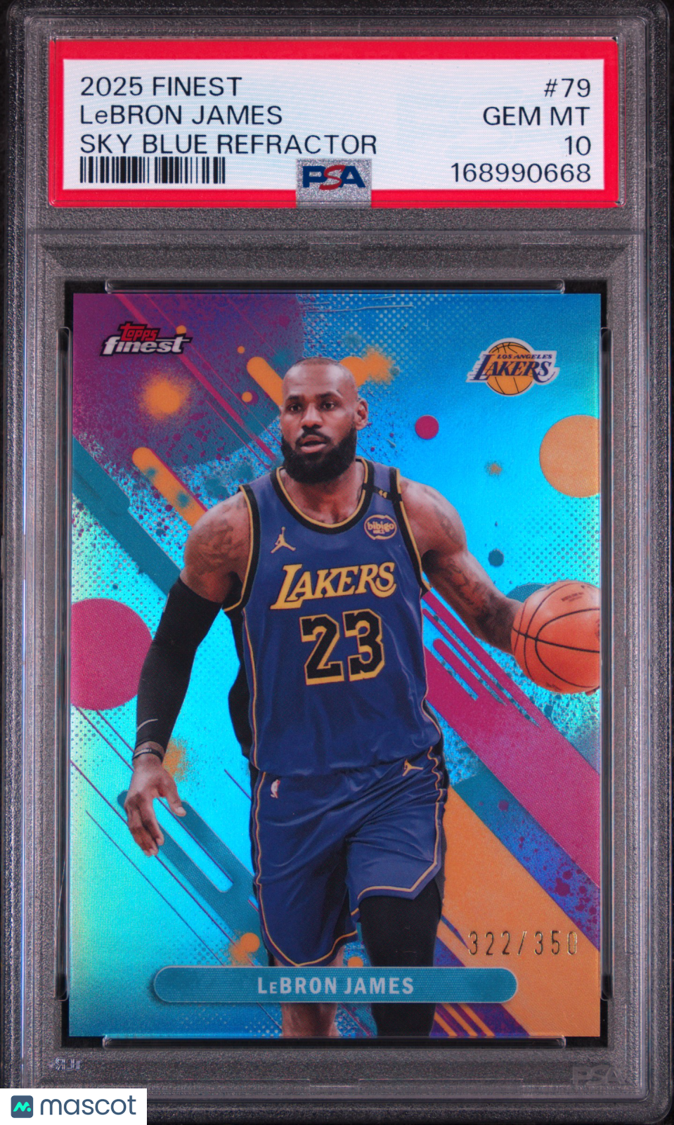 LeBron James 2025 Topps Finest #79 Sky Blue Refractor /350 PSA 10