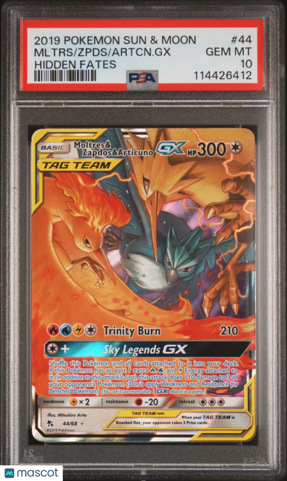 2019 Pokemon Hidden Fates Artcn. GX Mltrs Zpds Hidden Fates PSA 10 #44