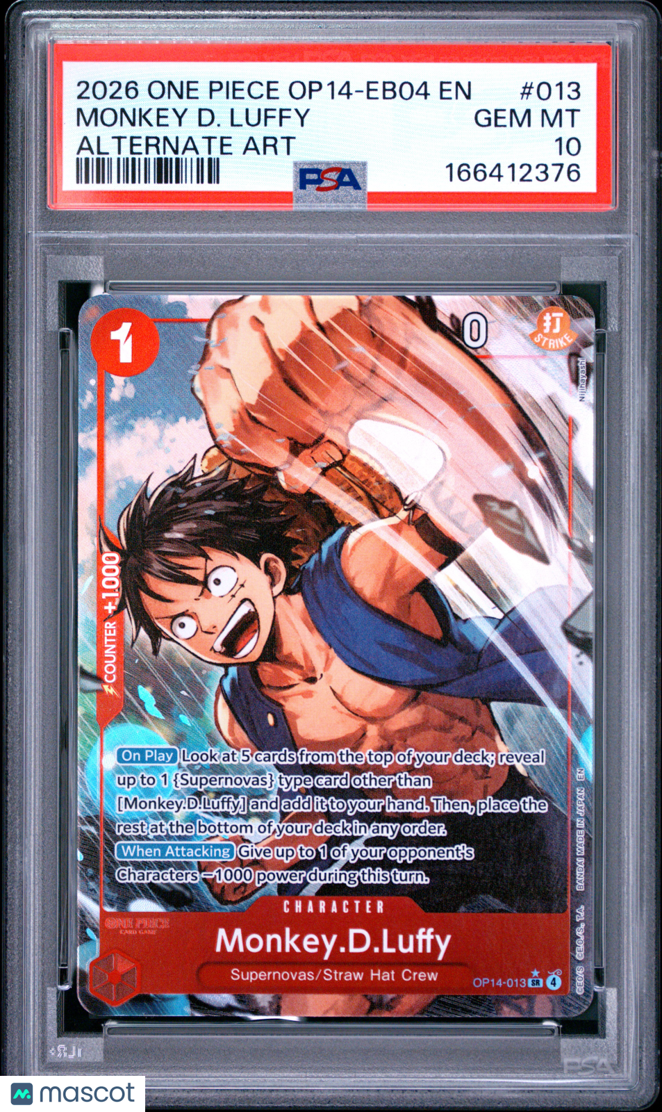 2026 One Piece Op14-Eb04-The Azure Sea's Seven Monkey D. Luffy Alternate Art PSA 10 #013