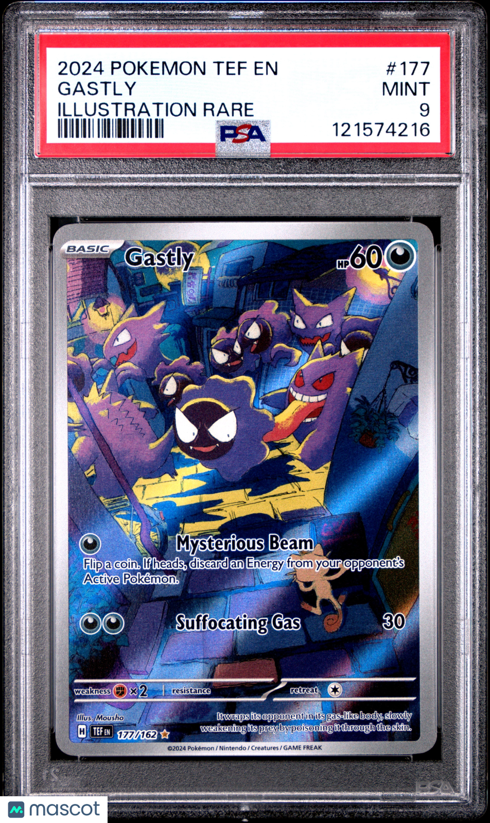 2024 Pokemon Tef EN-Temporal Forces Gastly Illustration Rare PSA 9 #177