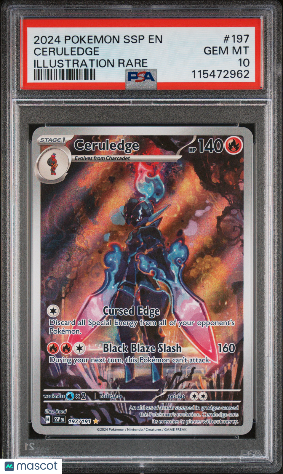 2024 Pokemon SSP EN-Surging Sparks Ceruledge Illustration Rare PSA 10 #197
