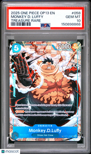 2025 One Piece Op13-Carrying On His Will Monkey D. Luffy Treasure Rare PSA 10 #058