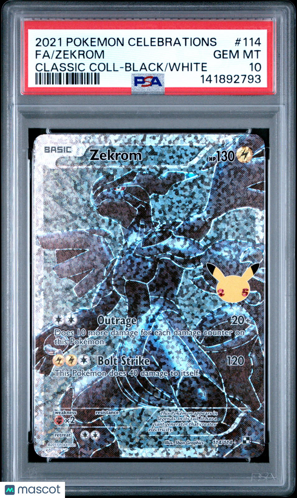 2021 Pokemon Celebrations Classic Collection Zekrom Fa PSA 10 #114