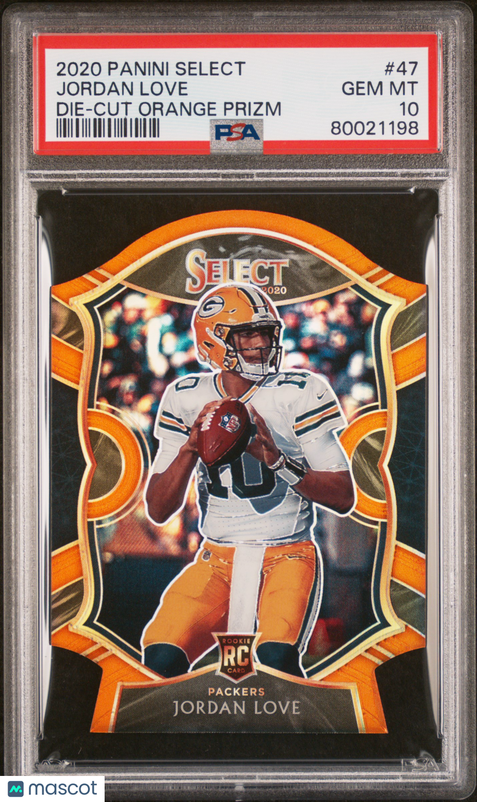 Jordan Love 2020 Panini Select #47 Die Cut Orange Prizm PSA 10