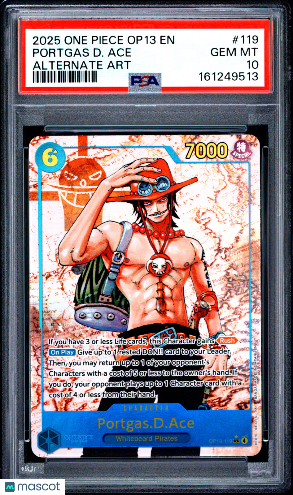 2025 One Piece Op13-Carrying On His Will Portgas D. Ace Alternate Art PSA 10 #119