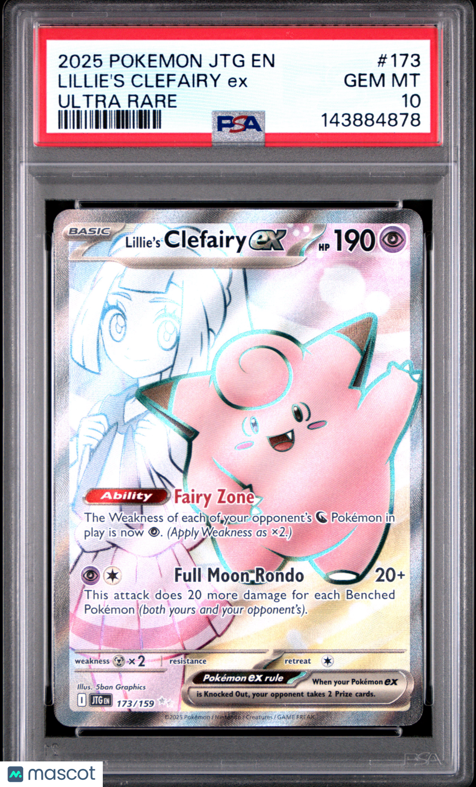 2025 Pokemon JTG EN-Journey Together Lillie's Clefairy EX Ultra Rare PSA 10 #173