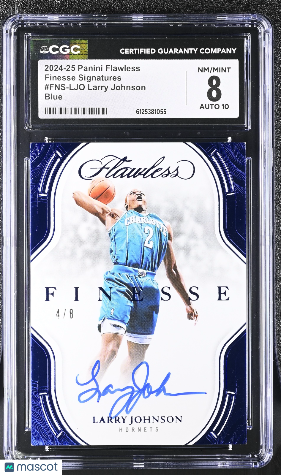 Larry Johnson 2024-25 Panini Flawless #FNS-LJO Blue /8 Finesse Signatures CGC 8 Auto 10