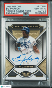 Bo Jackson 2023 Topps Tier One Tier One Talent Autographs #T1TABJ /75 PSA 10 Auto 9