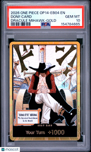 2026 One Piece Op14-Eb04-The Azure Sea's Seven Don!! Card Dracule Mihawk-Gold PSA 10