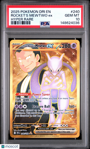 2025 Pokemon Dri EN-Destined Rivals Rocket's Mewtwo EX Hyper Rare PSA 10 #240