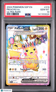 2024 Pokemon SSP EN-Surging Sparks Pikachu EX Ultra Rare PSA 10 #219