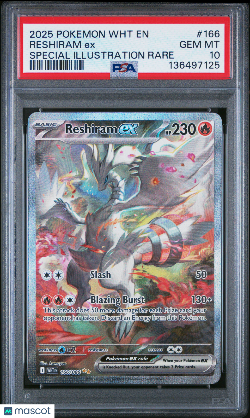 2025 Pokemon WHT EN-White Flare Reshiram EX Special Illustration Rare PSA 10 #166
