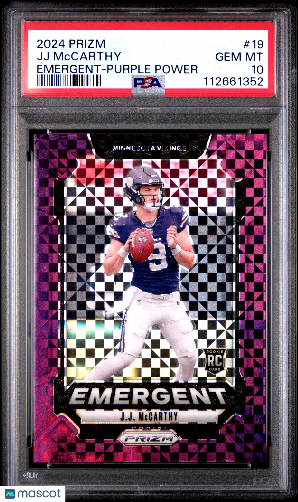 JJ Mccarthy 2024 Panini Prizm Emergent #19 Purple Power PSA 10