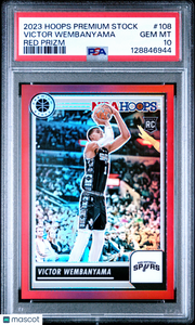 Victor Wembanyama 2023 Panini Hoops Premium Stock #108 Red Prizm PSA 10