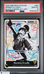 2026 One Piece Starter Deck St29-Egghead Monkey D. Luffy Black & White Alt Art PSA 10 #001