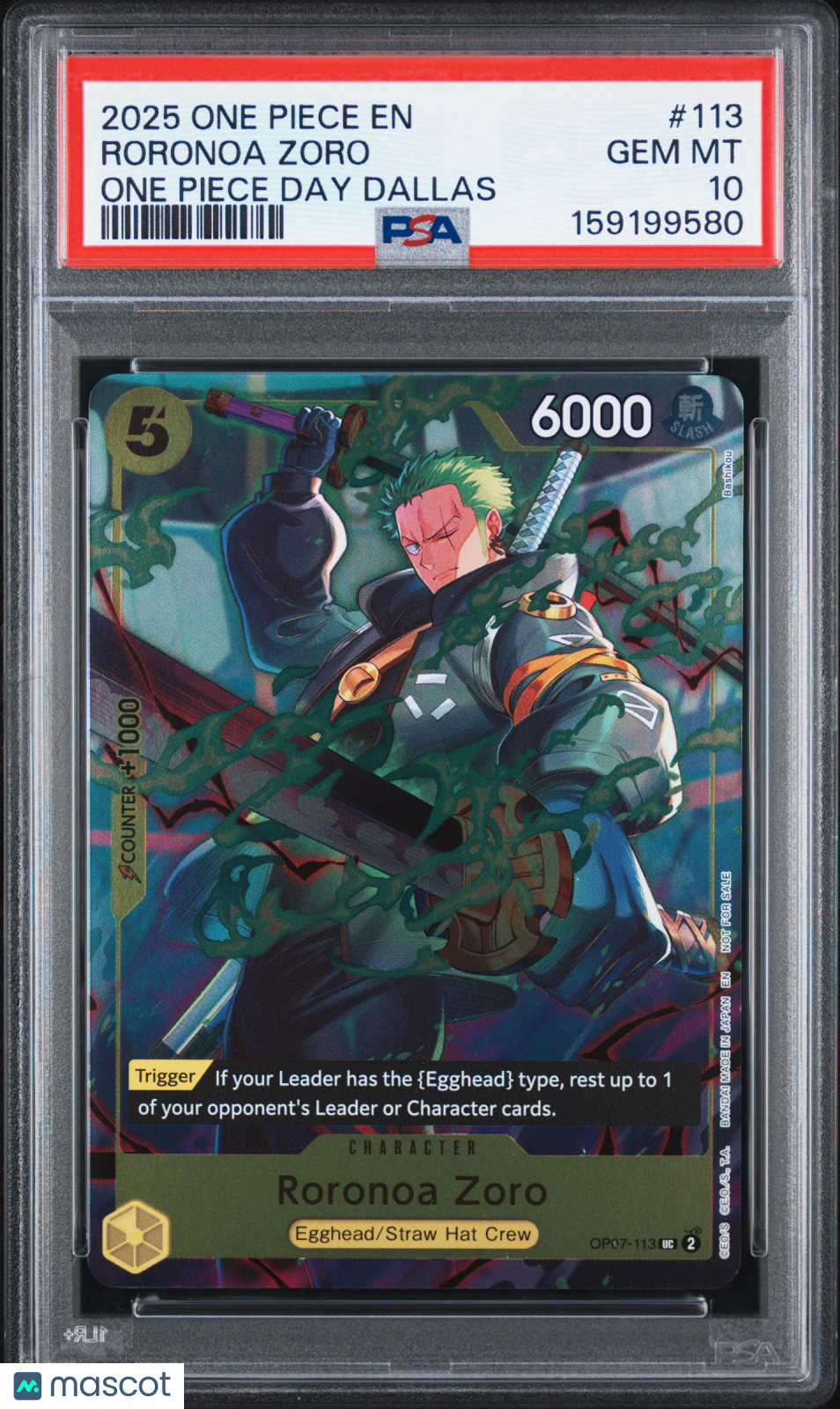 2025 One Piece Promos Roronoa Zoro One Piece Day Dallas PSA 10 #113