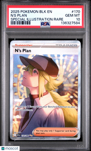 2025 Pokemon BLK EN-Black Bolt N'S Plan Special Illustration Rare PSA 10 #170