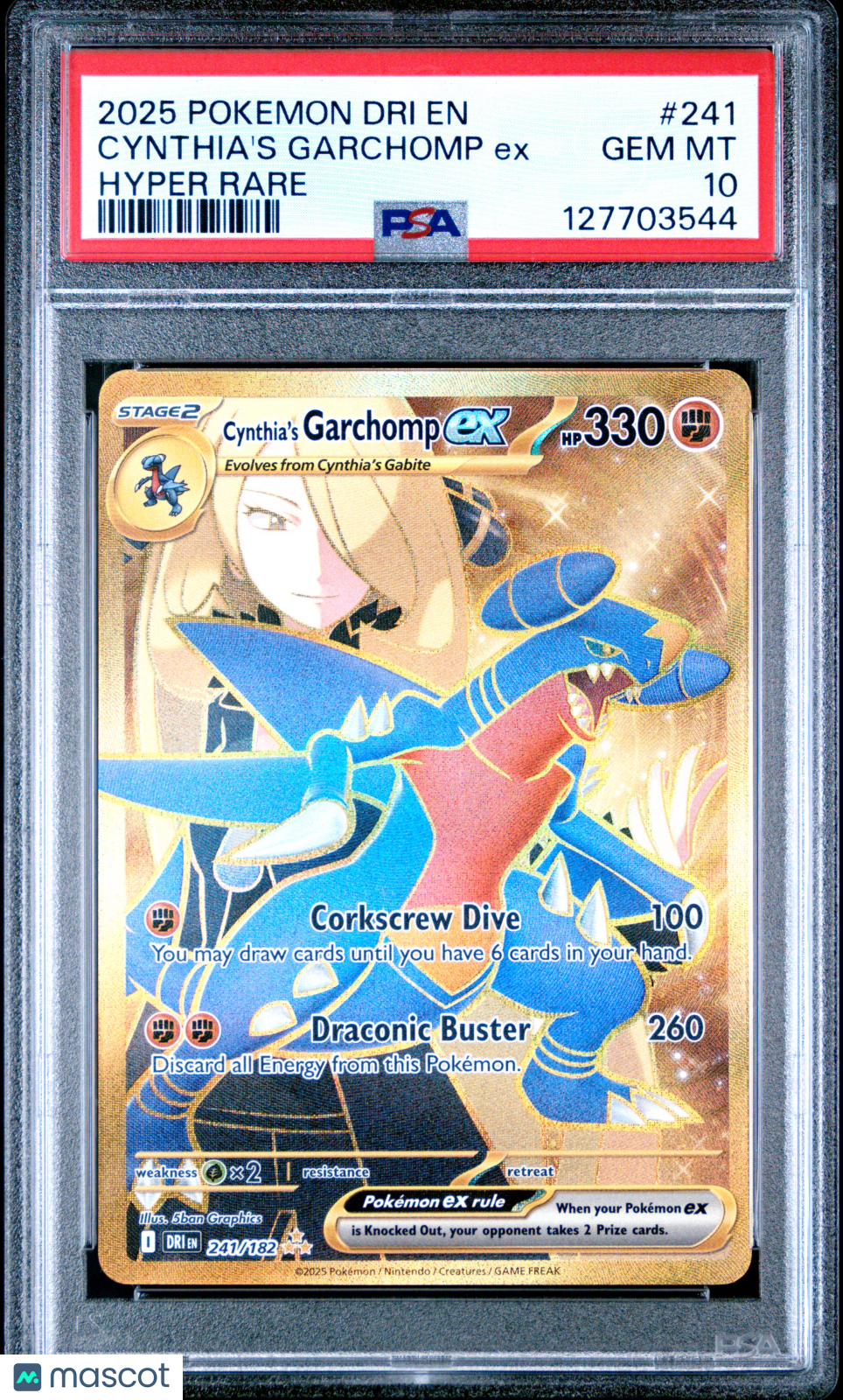 2025 Pokemon Dri EN-Destined Rivals Cynthia's Garchomp EX Hyper Rare PSA 10 #241