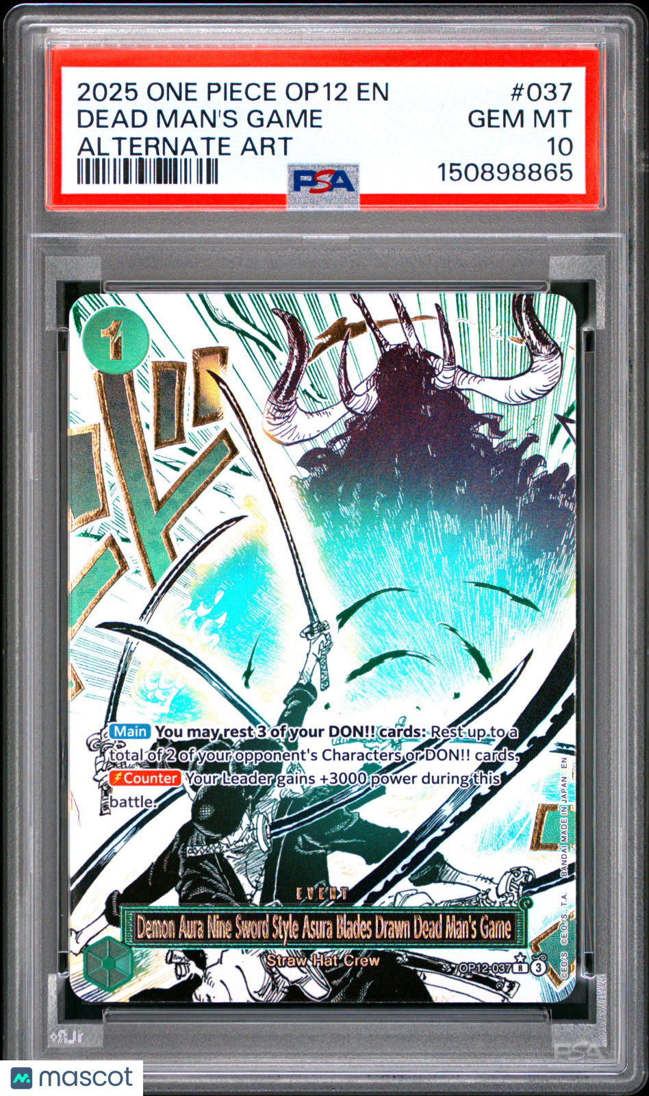 2025 One Piece Op12-Legacy Of The Master Dead Man's Game Alternate Art PSA 10 #037