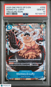2025 One Piece Op13-Carrying On His Will Monkey D. Luffy Treasure Rare PSA 10 #058