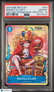 2024 One Piece Promos Monkey D. Luffy 2ND Ann Tournament-Prtcptn PSA 10 #043