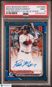Braden Montgomery 2024 Bowman Draft Chrome Prospect Autographs #CPABM Blue Wave /150 PSA 9