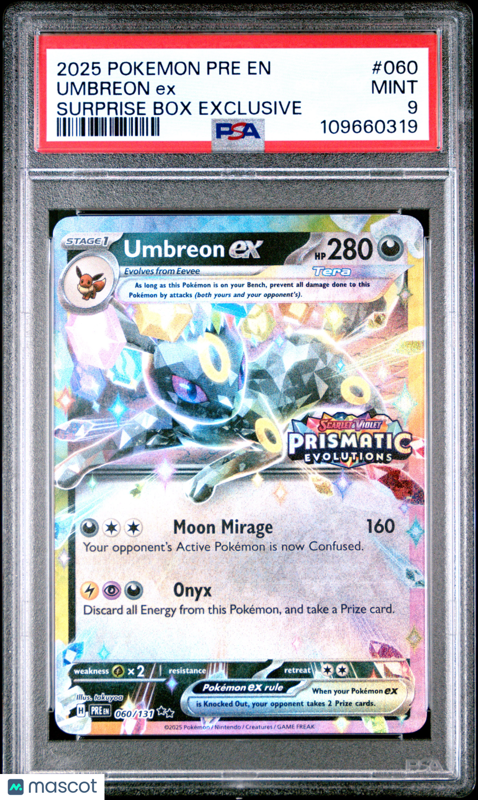 2025 Pokemon Pre EN-Prismatic Evolutions Umbreon EX Surprise Box Exclusive PSA 9 #060
